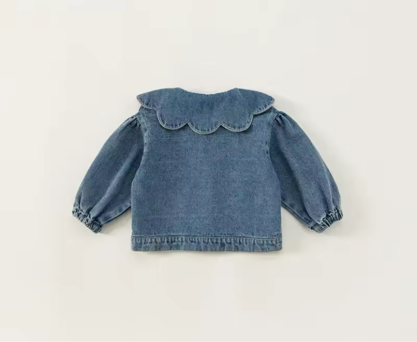 Ruffle collar denim jacket