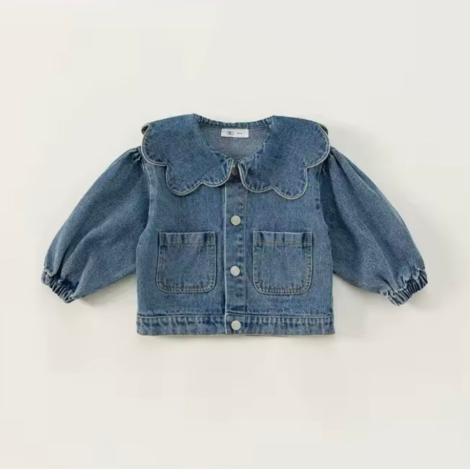 Ruffle collar denim jacket