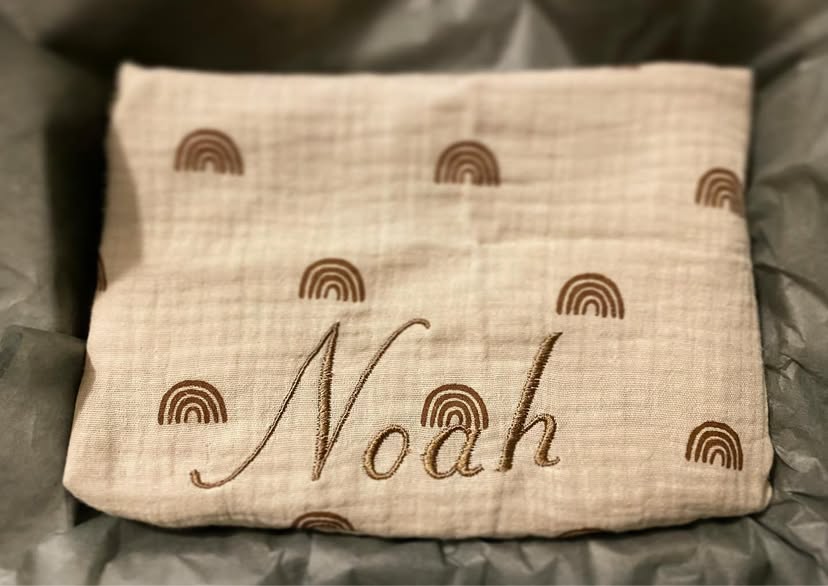 Rainbow khaki Tassel Muslin blanket