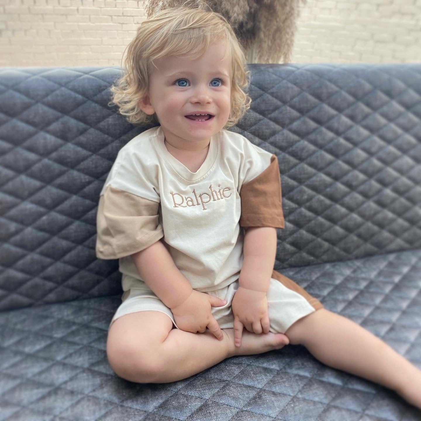 Beige SPENCER top and shorts set