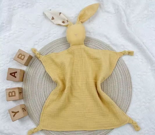 Yellow heart ear bunny comforter