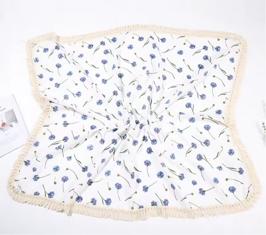Blue orchid tassel muslin blanket