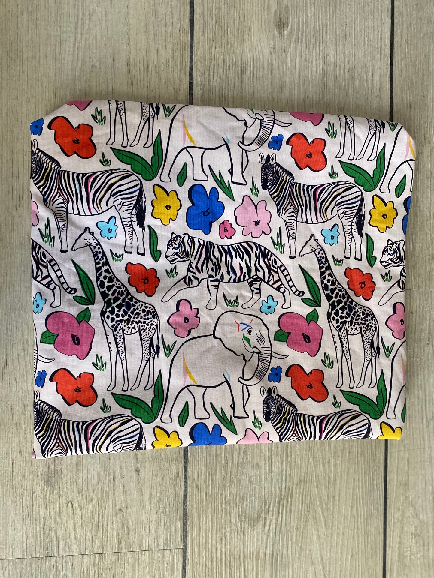 Floral safari animals fabric