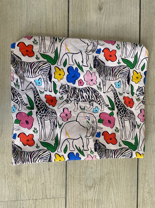 Floral safari animals fabric