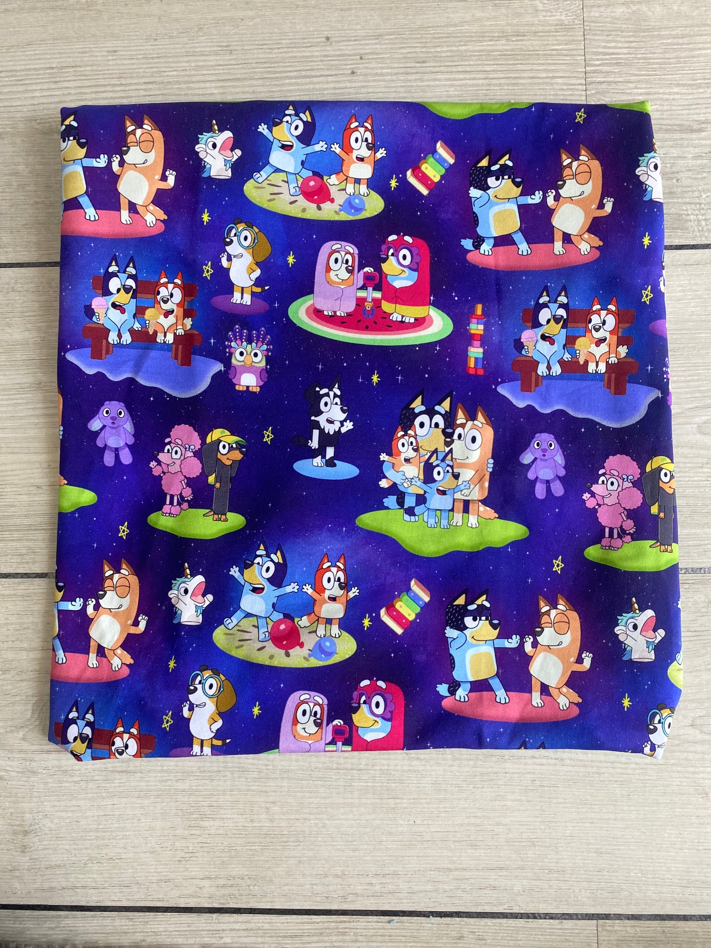 Blue dog and friends fabric
