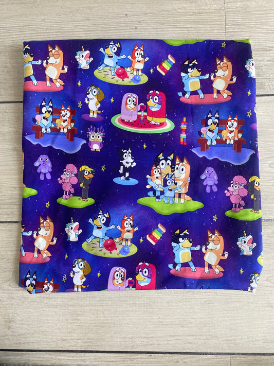 Blue dog and friends fabric