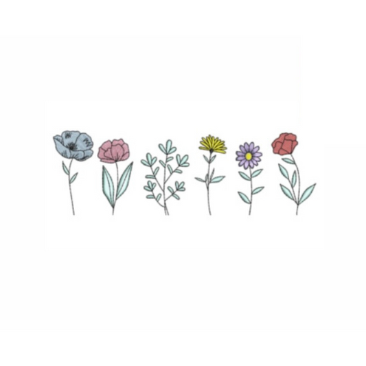 ￼ Embroidered wild flowers