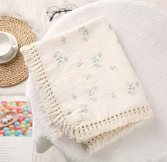 Orchid tassel muslin blanket