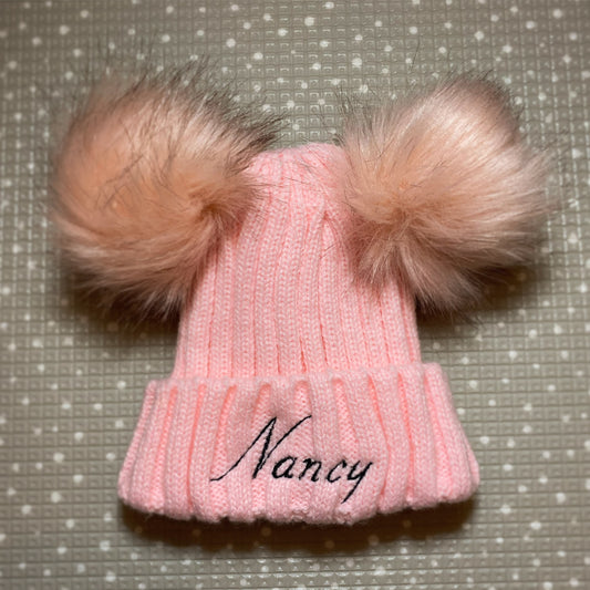 Pink double bobble hat